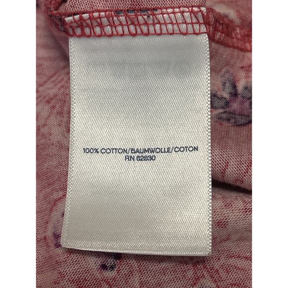 Lands' End Women's Pink Red Floral Cotton Long Sleeve Tee T-shirt Top Size XL - Picture 5 of 5